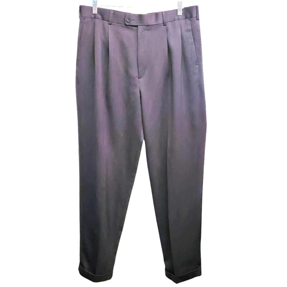 Perry Ellis Portfolio Men's Gray Pleaded Slacks Size 36/34